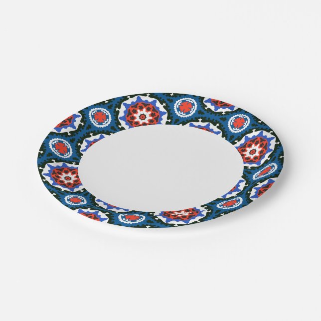 Suzani Pattern With Bold Ornament Paper Plate (Angled)