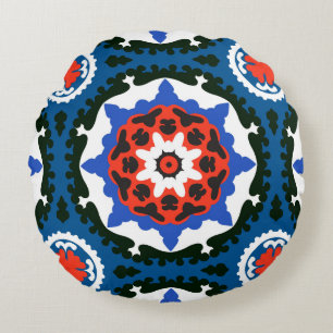 Suzani Pattern With Bold Ornament Round Pillow