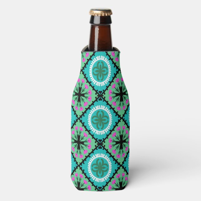 Suzani Pattern with Uzbek and Kazakh Motifs Bottle Cooler (Bottle Front)