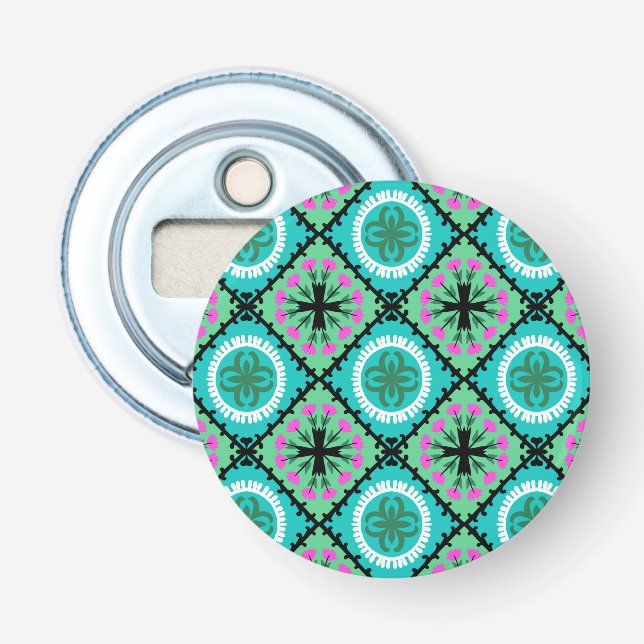Suzani Pattern with Uzbek and Kazakh Motifs Bottle Opener (Front)