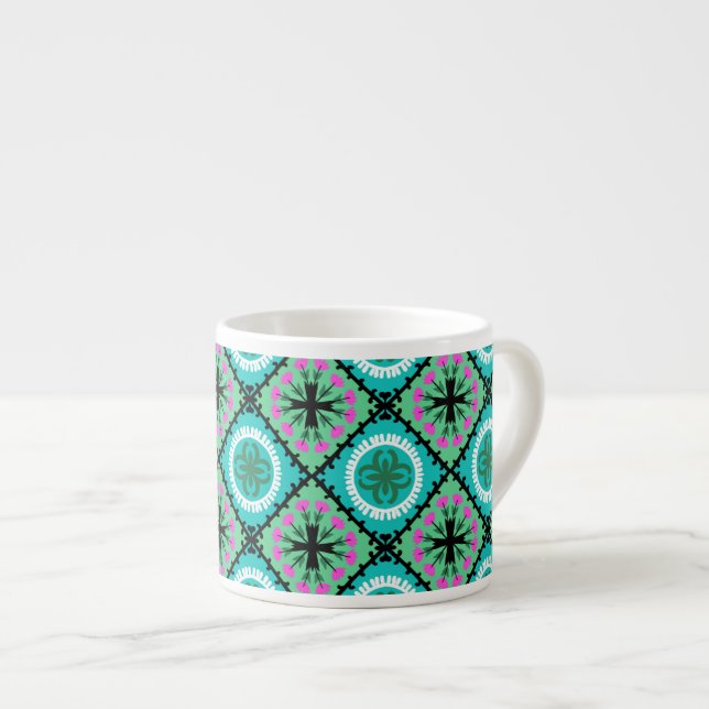 Suzani Pattern with Uzbek and Kazakh Motifs Espresso Cup (Front Right)