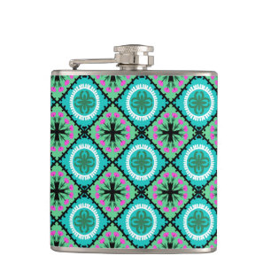 Suzani Pattern with Uzbek and Kazakh Motifs Hip Flask