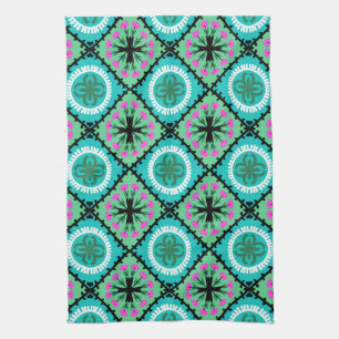 Suzani Pattern with Uzbek and Kazakh Motifs Kitchen Towel