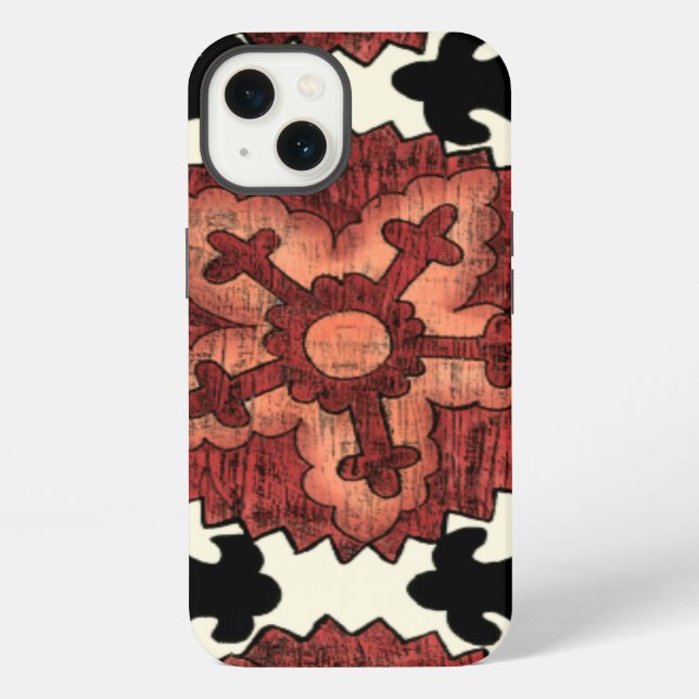 Suzani Style Decorative Floral Pattern iPhone Case (Back)