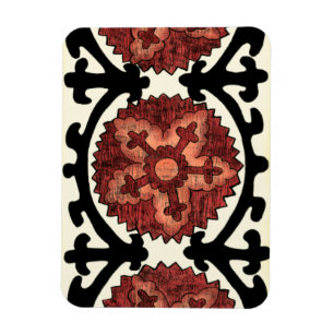 Suzani Style Decorative Floral Pattern Magnet