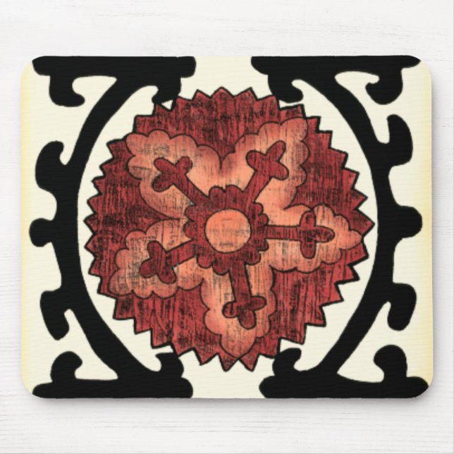 Suzani Style Decorative Floral Pattern Mouse Pad (Front)