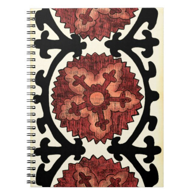 Suzani Style Decorative Floral Pattern Notebook (Front)