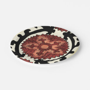 Suzani Style Decorative Floral Pattern Paper Plate