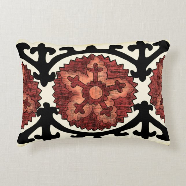 Suzani Style Decorative Floral Pattern Pillow (Front)