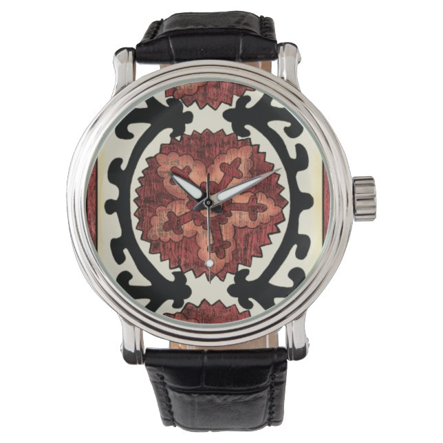 Suzani Style Decorative Floral Pattern Watch (Front)