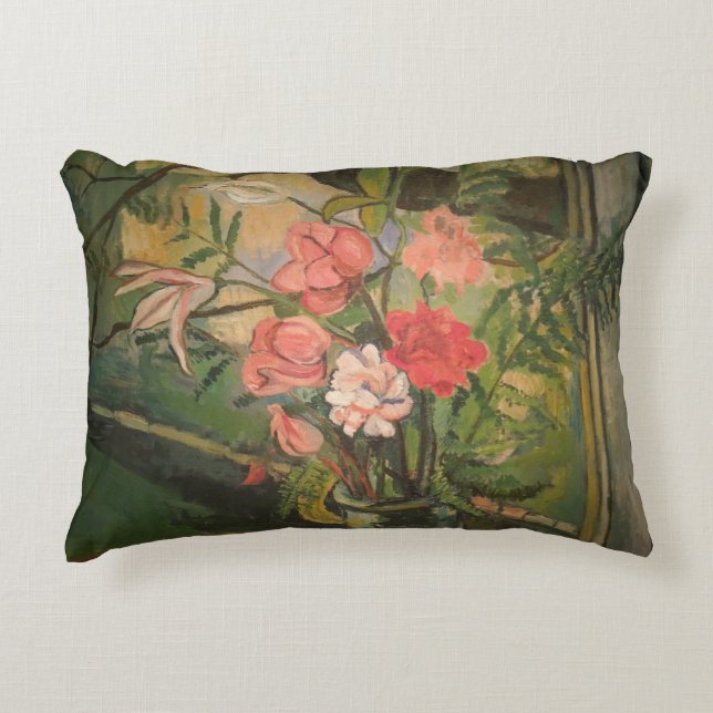 Suzanne Valadon Flowers in Front of a Window Accent Pillow (Front)