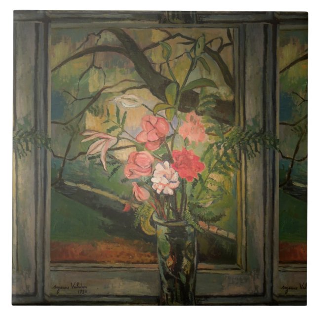 Suzanne Valadon Flowers in Front of a Window Tile (Front)