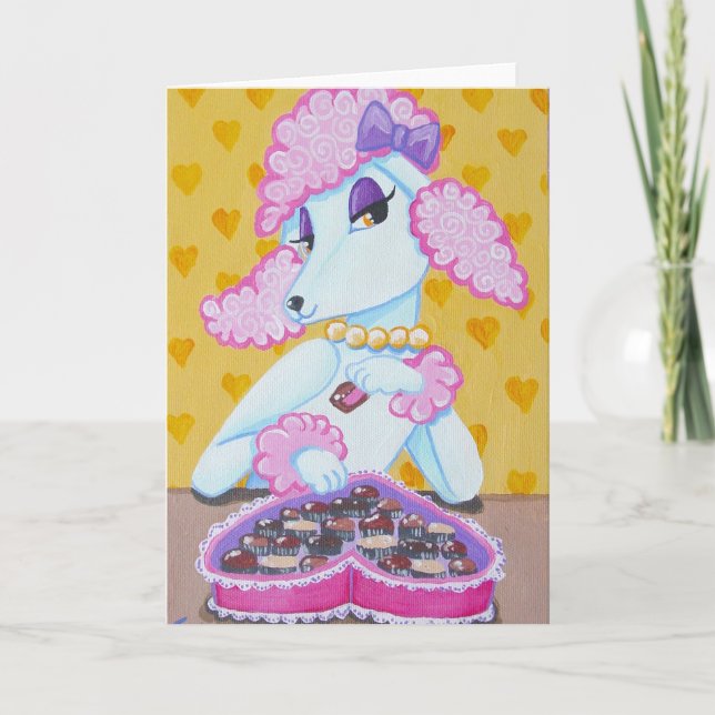 Suzette le Pink Poodle Valentine Carte de voeux (Devant)
