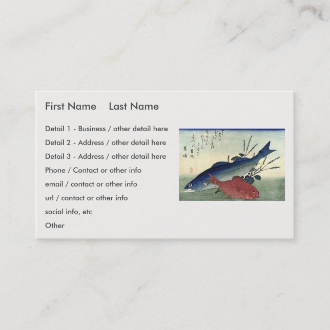 Suzuki & Kimmedai - Hiroshige's Japanese Fish Business Card (Front)