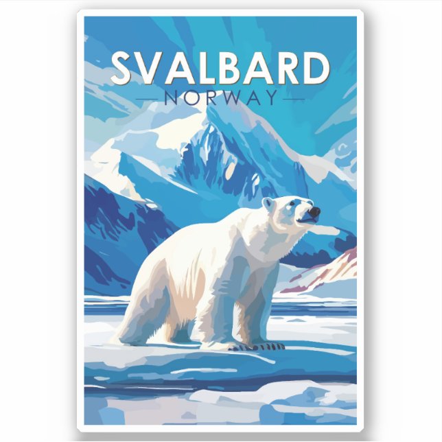 Svalbard Norway Polar Bear Travel Art Vintage (Front)