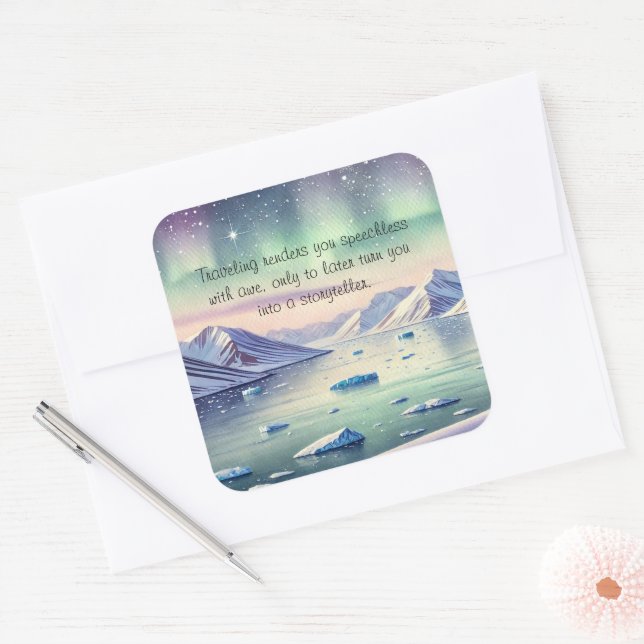 Svalbard, Norway & Quote Square Sticker (Envelope)