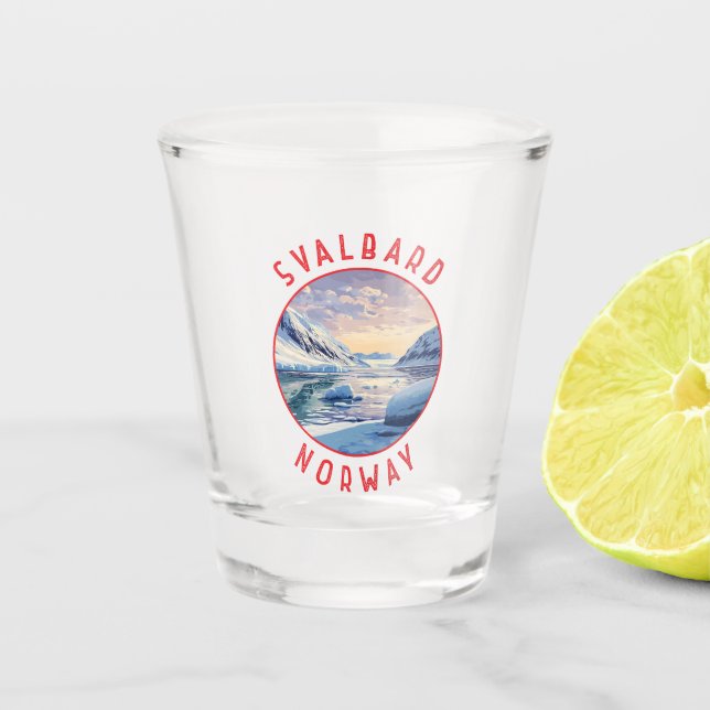 Svalbard Norway Retro Distressed Circle Shot Glass (Front)