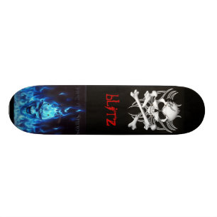 svart, skull bones, BlueFireSkullSign, blitz Skateboard