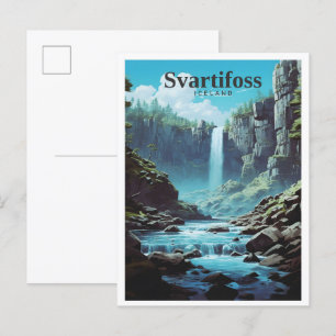 Svartifoss Iceland Art Vintage Travel  Postcard
