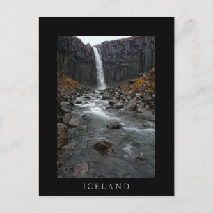 Svartifoss waterfall, Iceland black postcard