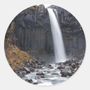 Svartifoss waterfall in Iceland round sticker