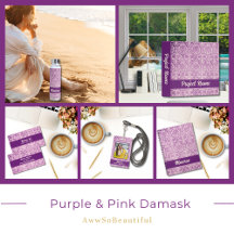 Purple Pink Damask