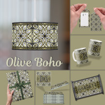 Home Collection Olive and Black Scrolls 