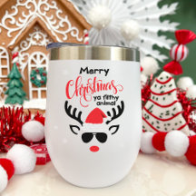 Merry Christmas Vibrant Red & White Reindeer