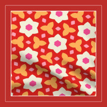 BABY - Mod Geometric Flowers on Cute Red Floral