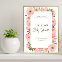 Exquisite Peach Floral Baby Shower Invitation