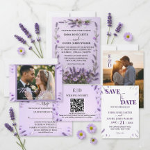Elegant Lavender Floral Garden Wedding Stationery 