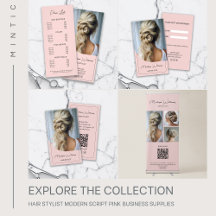 Hair Stylist Modern Script Pink Business Supplies