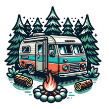 Retro Rv Camper with Vintage Colors