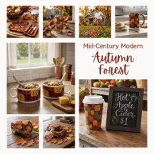 Mid-Century Modern Style Autumn Forest 