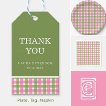Coordinated Pink Green Gingham Party Set