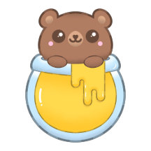 Cute Kawaii Cartoon Bear in Honey Jar