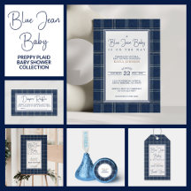Blue Jean Baby Shower | Preppy Navy Heritage Plaid