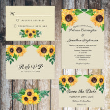 Sunflowers Rustic Wedding Invitation Suite
