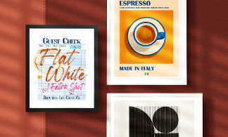 A range of colourful posters 