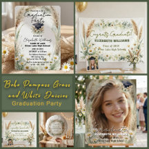 Boho Pampas Grass White Daisies Graduation Party