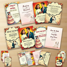 Vintage Retro Pop Art Comic Book Style Wedding