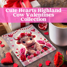 Cute Hearts Highland Cow Valentines Collection