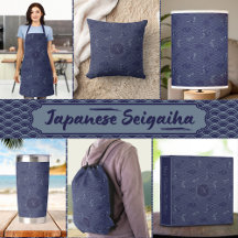 Blue Traditional Japanese Wave Seigaiha Pattern