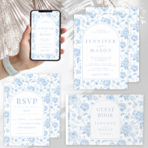 Blue Floral Porcelain Chinoiserie Themed Wedding