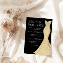 Sixty & Fabulous 60th Birthday Party Dress Invites