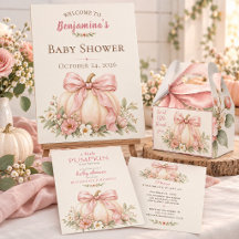 Pink Pumpkin Baby Shower | Blush Bow & Florals
