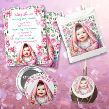 Flowers, Bows and Butterflies Pink  Baby Shower 