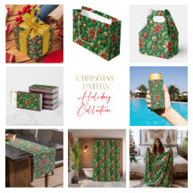 Colorful Christmas Pattern Gold Red and Green