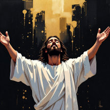 Jesus Christmas Abstract Black and Gold