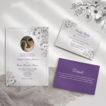Romantic Purple Floral Wedding Invitation Suite